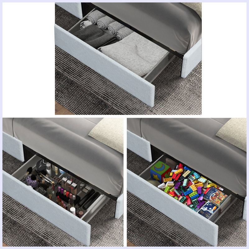 Latitude Run® Lantin Boucle Storage Bed with 4 Patent